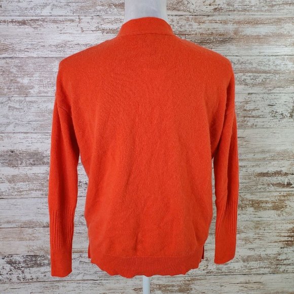 Cashmere Charter Club Luxury Orange Long Sleeve V-Neck Cashmere Pullover Sweater - Picture 2 of 8